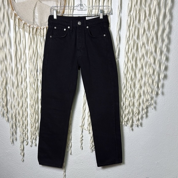 Rag & Bone Black Tapered Leg Slim Boyfriend Jeans Size 24 - Picture 1 of 15